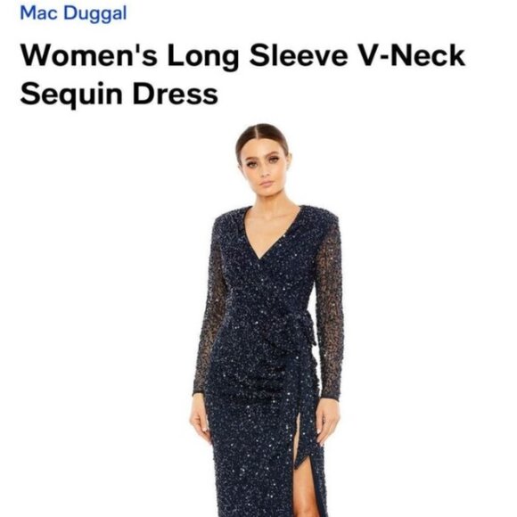 Mac Duggal - Long Sleeve Sequin Dress - Picture 1 of 6